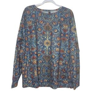 Noracora Colorful Floral long sleeve Top size XXL